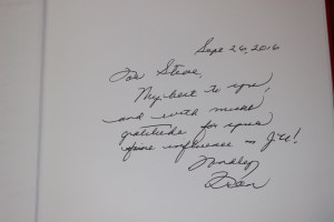 Inscription by Dr. Kinne for Steve.